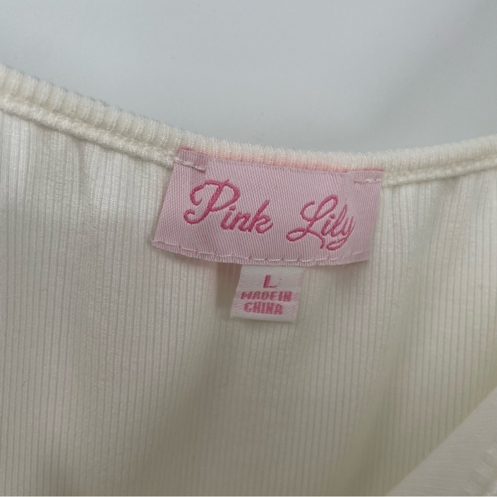 Pink Lily Cream Ribbed Knit Crop Top - Picture 10 of 10
